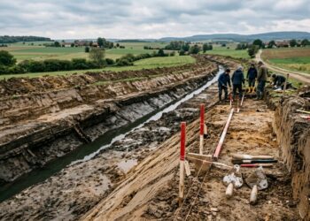 Arqueólogos descobrem canal romano de 15 metros de largura enterrado sob lavouras alemãs por quase 2.000 anos