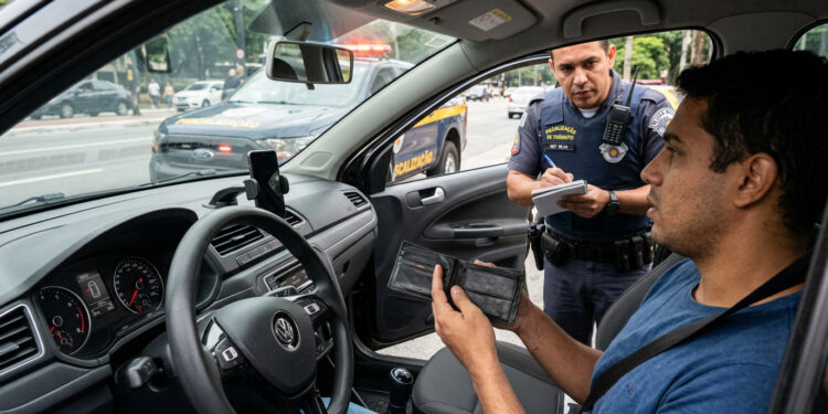 Esquecer o CRLV não é igual a rodar com licenciamento vencido- Imagem criada por inteligência artificial (ChatGPT / Olhar Digital)
