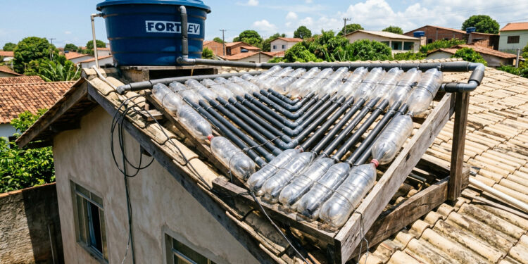Aquecedor solar caseiro de garrafa PET esquenta a água do banho e reduz em até 30% o gasto com chuveiro