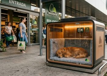 Supermercados instalam cabines inteligentes para cães esperarem enquanto tutores fazem compras