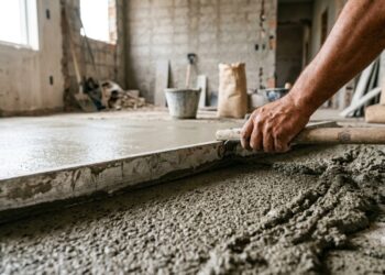 Como nivelar piso de cimento sozinho usando a regra do balde e evitar o erro que racha tudo em 6 meses