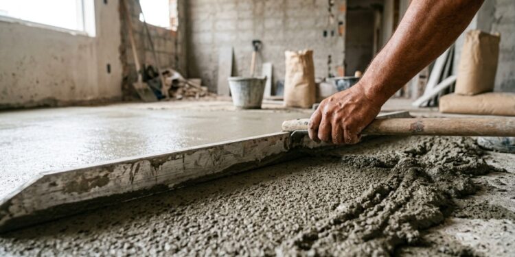 Como nivelar piso de cimento sozinho usando a regra do balde e evitar o erro que racha tudo em 6 meses