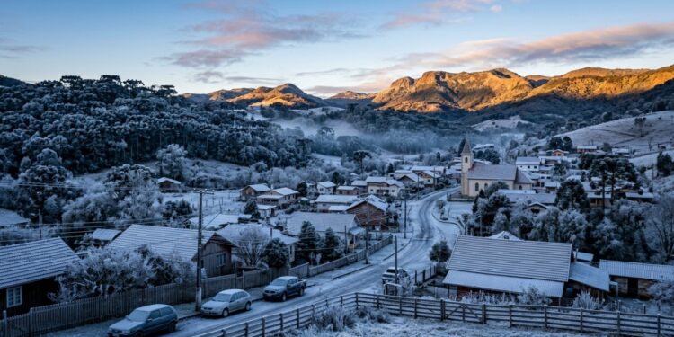 Esta cidade amanhece coberta de branco e revela como o inverno muda a paisagem