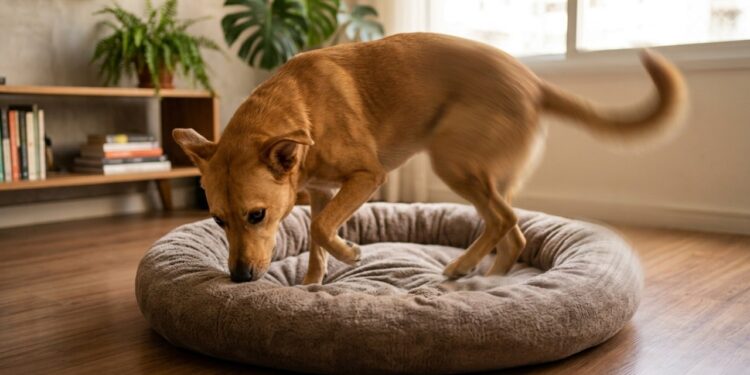 Por que os cachorros giram antes de se deitar no chão?