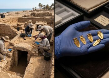 18 tumbas do Egito Antigo são descobertas no Mediterrâneo com dezenas de misteriosas “línguas” de ouro