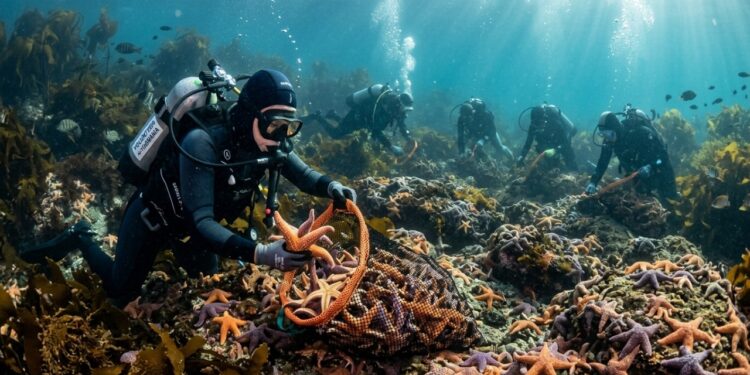Mergulhadores retiram 4.462 estrelas-do-mar invasoras de estuário australiano em uma única operação
