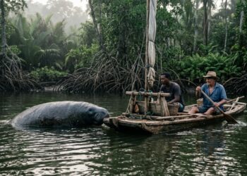 O lugar onde jangadas deslizam ao lado de peixes-boi no manguezal