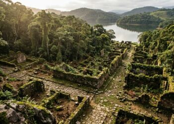Sob a mata, ruínas revelam a cidade demolida para ampliar uma represa