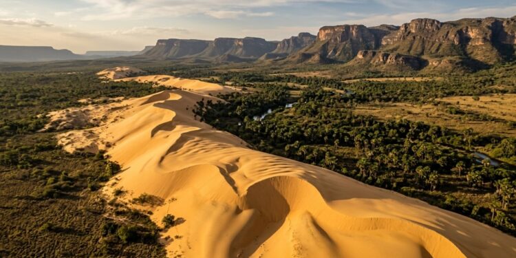 Uma cidade sem mar guarda dunas douradas que transformam a paisagem do Cerrado