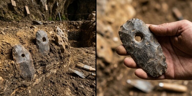 Para que serviam os pequenos furos encontrados em ferramentas de pedra pré-históricas