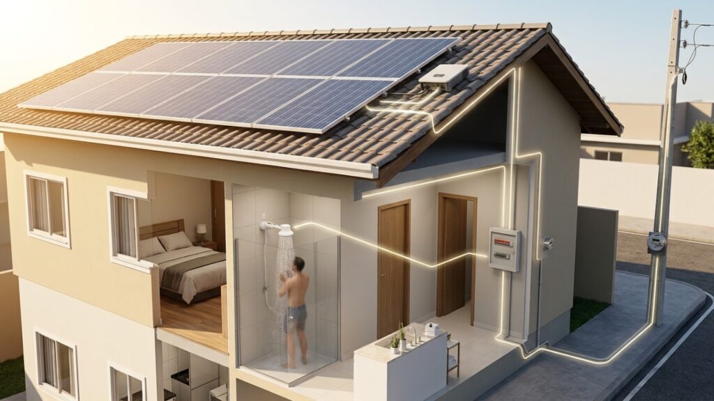 Quanto custa montar uma mini estação de energia solar só para o chuveiro e em quantos meses o equipamento se paga com a economia na conta de luz