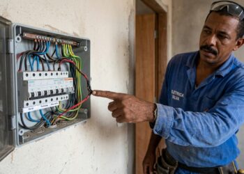 Eletricista que refaz quadro repete sempre o mesmo alerta, chuveiro de 7.500 watts pede fio de 6 milímetros quadrados e disjuntor de 32 ampères, tomada comum exige 2,5 no mínimo, iluminação fica com a bitola menor, e o fio fino é o que começa incêndio