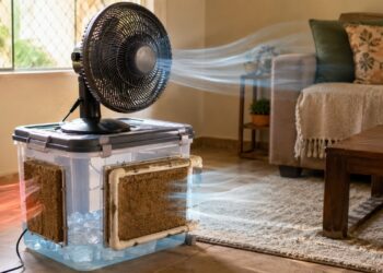 Como fazer um ar-condicionado caseiro que pode soprar ar até 10 °C mais frio usando poucos materiais