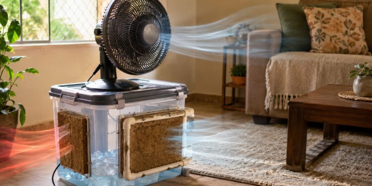 Como fazer um ar-condicionado caseiro que pode soprar ar até 10 °C mais frio usando poucos materiais