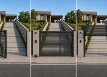 Qual o melhor portão para terreno em aclive: pivotante, deslizante ou basculante com trilho?