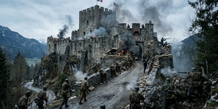 Nos últimos dias da Segunda Guerra, soldados americanos e militares alemães abandonaram por algumas horas a condição de inimigos para defender juntos um castelo cheio de políticos franceses contra tropas da SS