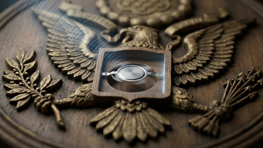 Crianças soviéticas presentearam um embaixador dos Estados Unidos com um brasão de madeira em 1945, ele ficou pendurado em seu escritório durante seis anos até descobrirem que escondia um microfone sem bateria que podia ser ativado à distância