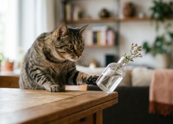 Veterinários concordam: o gato que derruba objetos da mesa não está sendo mal-educado, está testando a gravidade e exercitando o instinto de caça que precisa de estímulo diário, e gato que para de derrubar coisas pode estar doente