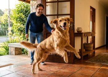 Dar atenção ao cachorro enquanto ele pula na sua chegada pode reforçar justamente o comportamento que você tenta evitar