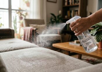 Por que borrifar álcool líquido no estofado do sofá faz diferença