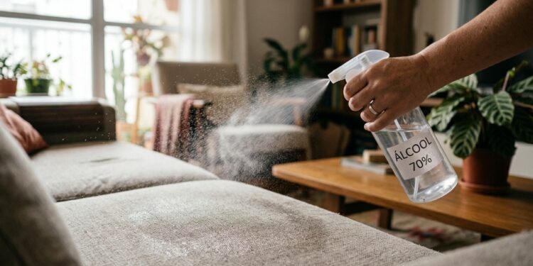 Por que borrifar álcool líquido no estofado do sofá faz diferença