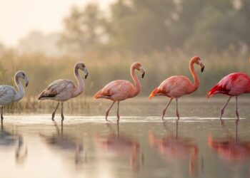O segredo fascinante por trás da mudança de cor que transforma a plumagem dos Flamingos longo da vida