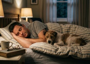 Cachorro no quarto não é o problema: dormir com ele na cama pode reduzir a eficiência do sono