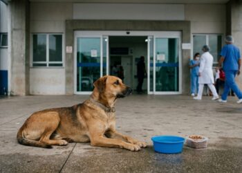 Cão esperou mais de 1 mês na porta de hospital após tutor morrer em acidente, recebeu água e comida de funcionários e acabou resgatado para ganhar uma nova chance de adoção