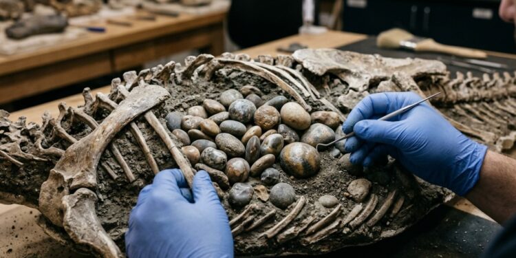 Pedras engolidas por dinossauros revelam pistas sobre como seus estômagos processavam a comida