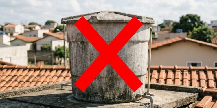 Adeus, caixa d'água de amianto: modelo empilhável de polietileno que cabe em lajes pequenas vira exigência nas obras em 2026