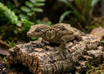 Gecko de 2 cabeças chega a 1 mês de vida, e cada cabeça já mostra um comportamento diferente