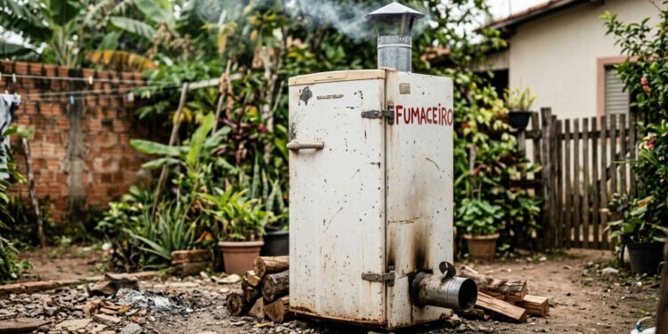  Aposentado transforma geladeira velha em defumador caseiro furando só duas aberturas, e o detalhe de temperatura que faz a diferença entre defumar carne e estragar o moto