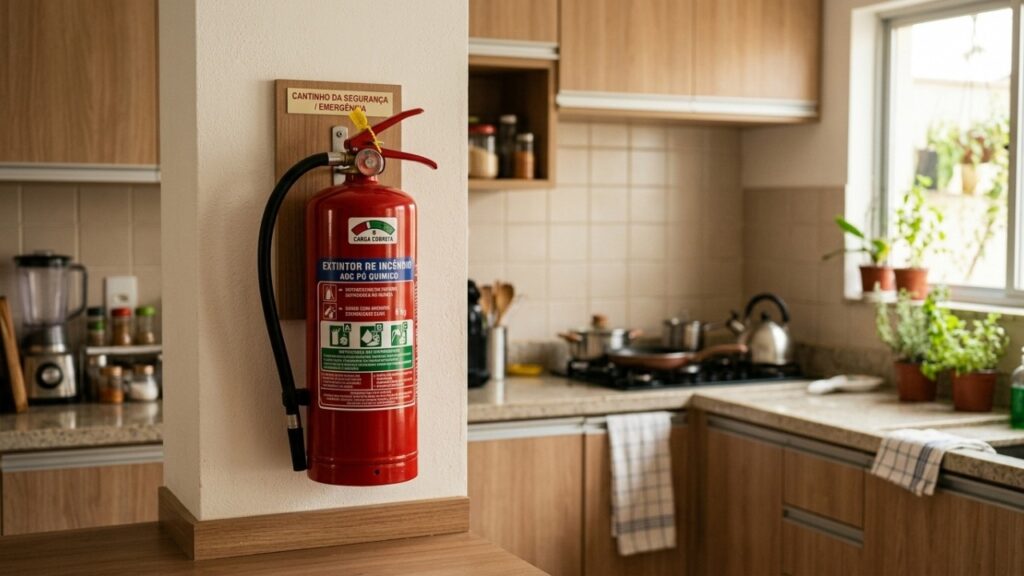 Bombeiros explicam: o extintor de cozinha que custa R$ 90 e pode evitar um incêndio de R$ 200 mil, mas 96% dos lares brasileiros não têm