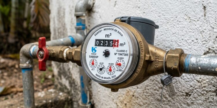 Para que serve a pequena aba de plástico que fica para trás quando você abre o registro do cavalete na calçada, por que o hidrômetro tem dois ponteiros que giram em direções opostas, e o que significa o número no lacre da concessionária que o encanador confere antes de qualquer reparo