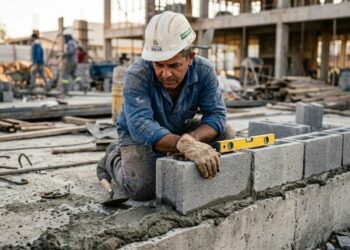 Por que a primeira fiada de tijolos de quase todo muro no Brasil é assentada ao contrário, o que significa a seta estampada na face do bloco de concreto que a maioria dos pedreiros ignora, e para que serve a canaleta no bloco "J" que o mestre de obra chama de "caixão perdido”
