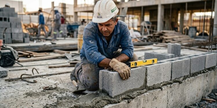 Por que a primeira fiada de tijolos de quase todo muro no Brasil é assentada ao contrário, o que significa a seta estampada na face do bloco de concreto que a maioria dos pedreiros ignora, e para que serve a canaleta no bloco "J" que o mestre de obra chama de "caixão perdido”