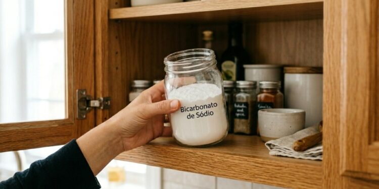 Para que serve a técnica de colocar um copo de bicarbonato no armário da cozinha