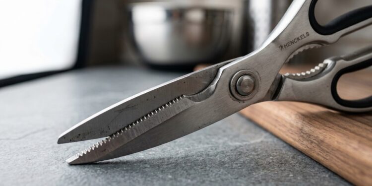 Por que algumas tesouras de cozinha têm dentes metálicos entre os cabos