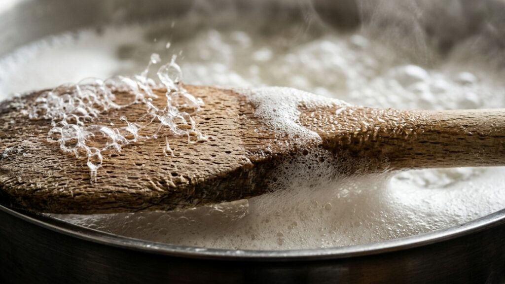 Para que serve deixar uma colher de madeira atravessada sobre a panela e por que ela pode ajudar a conter a espuma