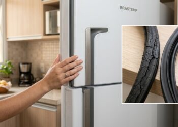 Para que serve o espaço existente entre a porta da geladeira e a borracha de vedação