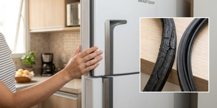 Para que serve o espaço existente entre a porta da geladeira e a borracha de vedação