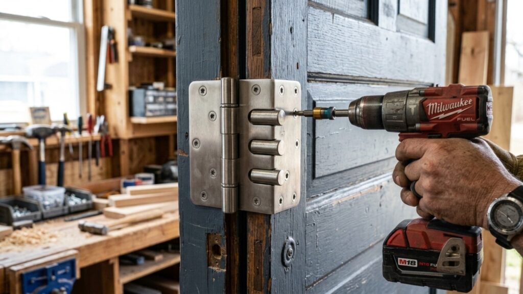 Chaveiro que abre porta trancada há 30 anos afirma que a fechadura mais cara da loja não é a mais segura: o ladrão experiente ignora a fechadura e ataca a dobradiça exposta e há um reforço de R$12 que muda tudo