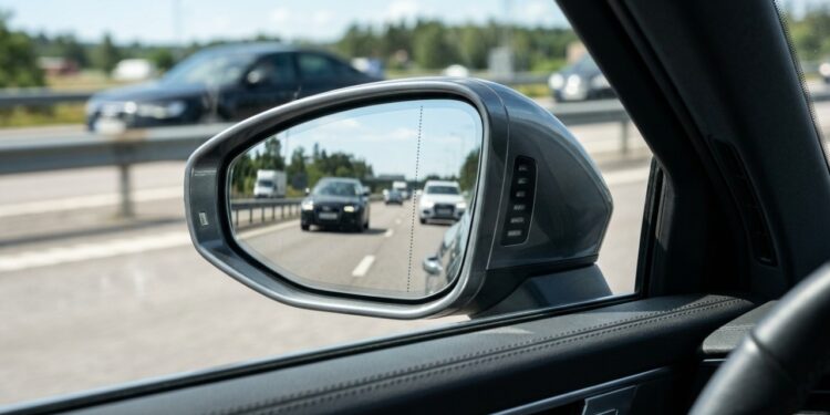 Por que os retrovisores dos carros têm aquela linha pontilhada no canto