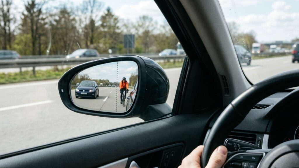 Por que os retrovisores dos carros têm aquela linha pontilhada no canto