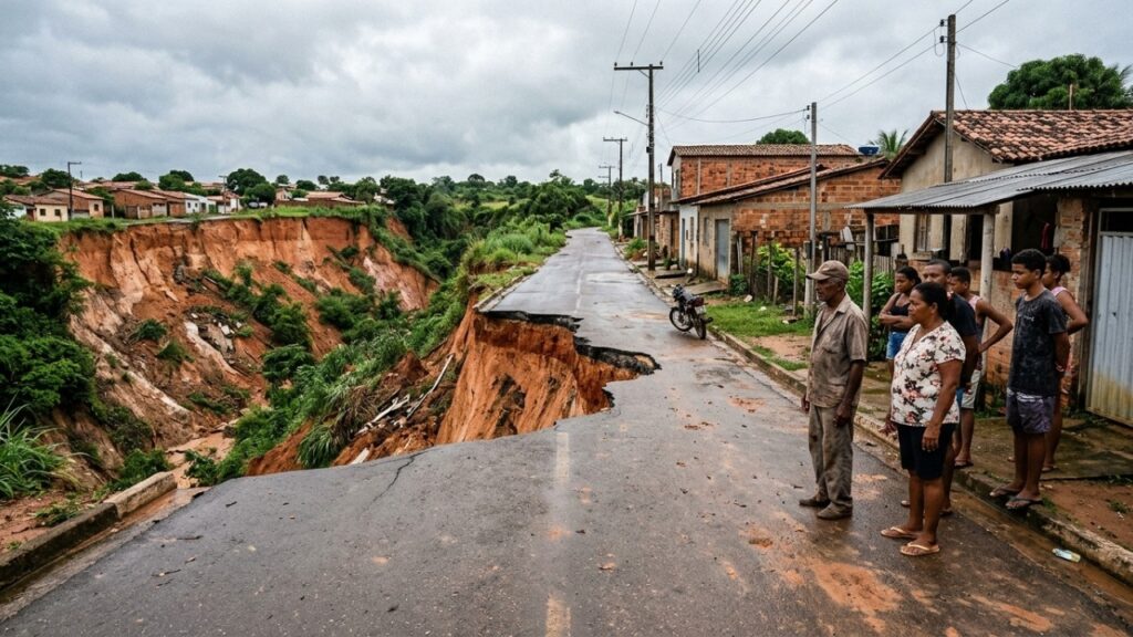 A cidade maranhense onde crateras gigantes abertas pela erosão avançam há mais de 30 anos, algumas chegam a centenas de metros e o governo tenta impedir que novos trechos urbanos sejam engolidos
