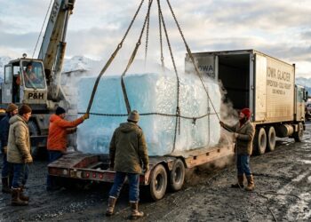Em 1977, levaram um bloco de gelo de 1.133 kg do Alasca até Iowa para descobrir se icebergs poderiam virar fonte de água doce