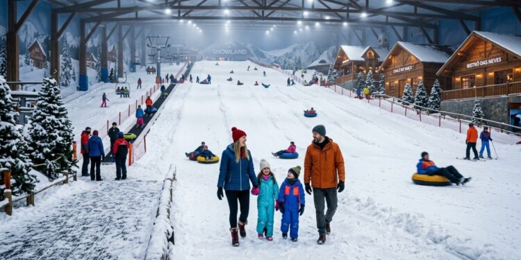 Cidade gaúcha tem neve de verdade o ano inteiro e abriga o primeiro parque do tipo no continente americano
