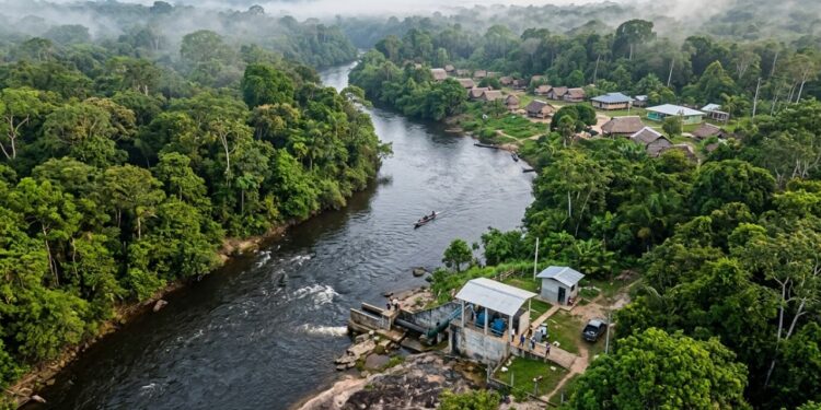 A comunidade no interior do Amazonas onde a energia elétrica chega por uma microusina movida pelo próprio rio, o técnico local que mantém a turbina é um ex-pescador que aprendeu a consertar o gerador com manual traduzido por rádio, e a geladeira comunitária que conserva o pescado de 35 famílias funciona com a mesma corrente que alimenta a escola e o posto de saúde