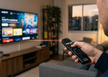 O controle remoto da TV manda sinais de infravermelho que o olho humano não enxerga mas a câmera do celular sim: basta apontar o controle para a lente e apertar qualquer botão para ver um clarão roxo que revela se as pilhas ainda funcionam ou se o LED emissor queimou