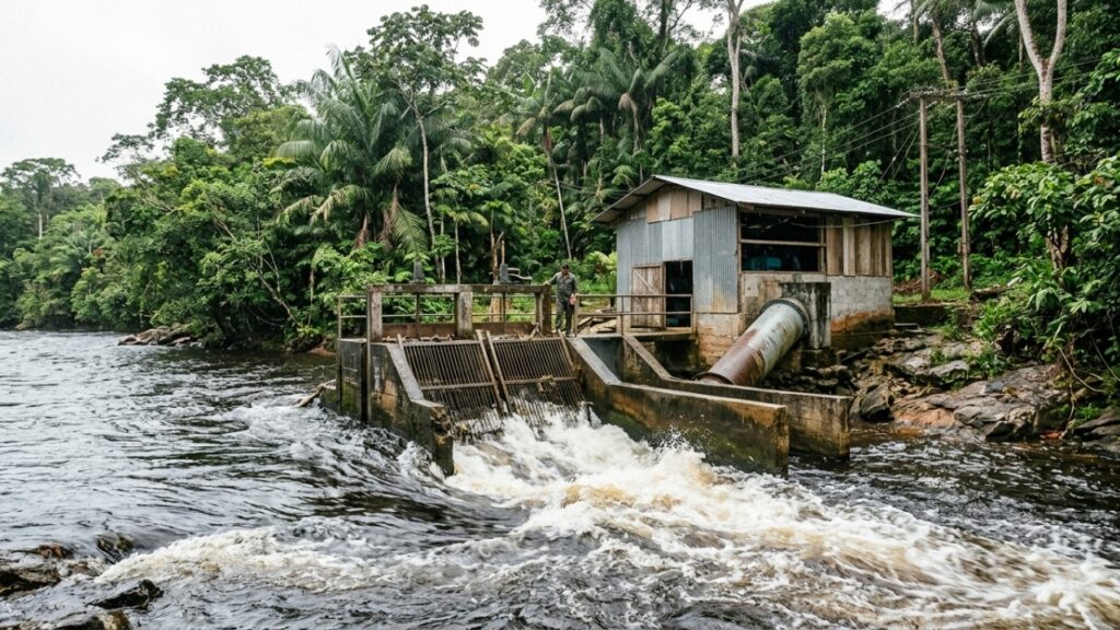A comunidade no interior do Amazonas onde a energia elétrica chega por uma microusina movida pelo próprio rio, o técnico local que mantém a turbina é um ex-pescador que aprendeu a consertar o gerador com manual traduzido por rádio, e a geladeira comunitária que conserva o pescado de 35 famílias funciona com a mesma corrente que alimenta a escola e o posto de saúde